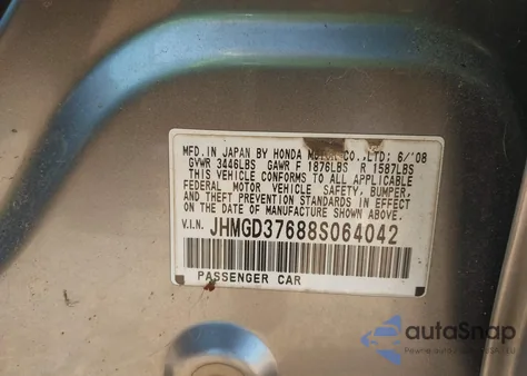 2008 Honda Fit Sport из США, поврежденный, VIN JHMGD37688S064042